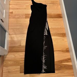 Jules and Cleo Black Fringe Prom Gown